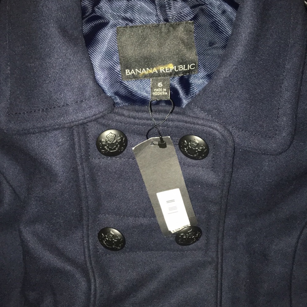 Banana Repulbic Melton Military Coat Navy 2 4 6 - Picture 7 of 8